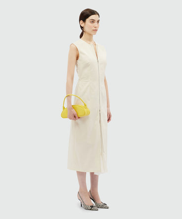 Gabardine midi dress with zip