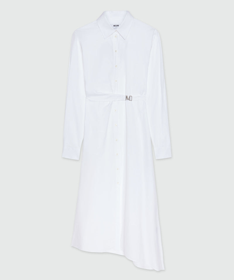 White poplin shirt dress with "TheMwave" buckle WHITE Women 