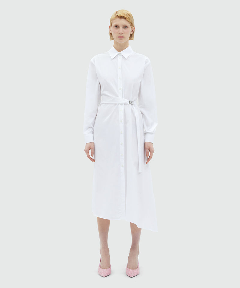 White poplin shirt dress with "TheMwave" buckle WHITE Women 