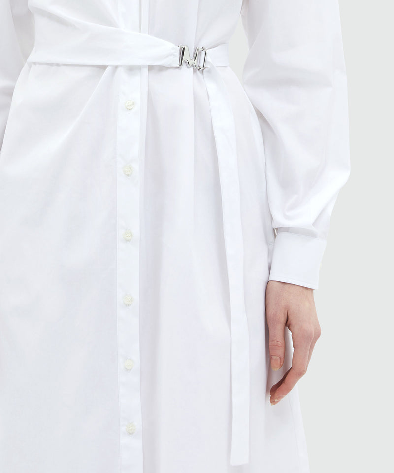 White poplin shirt dress with "TheMwave" buckle WHITE Women 