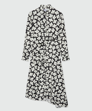 Shirt dress with flower motif