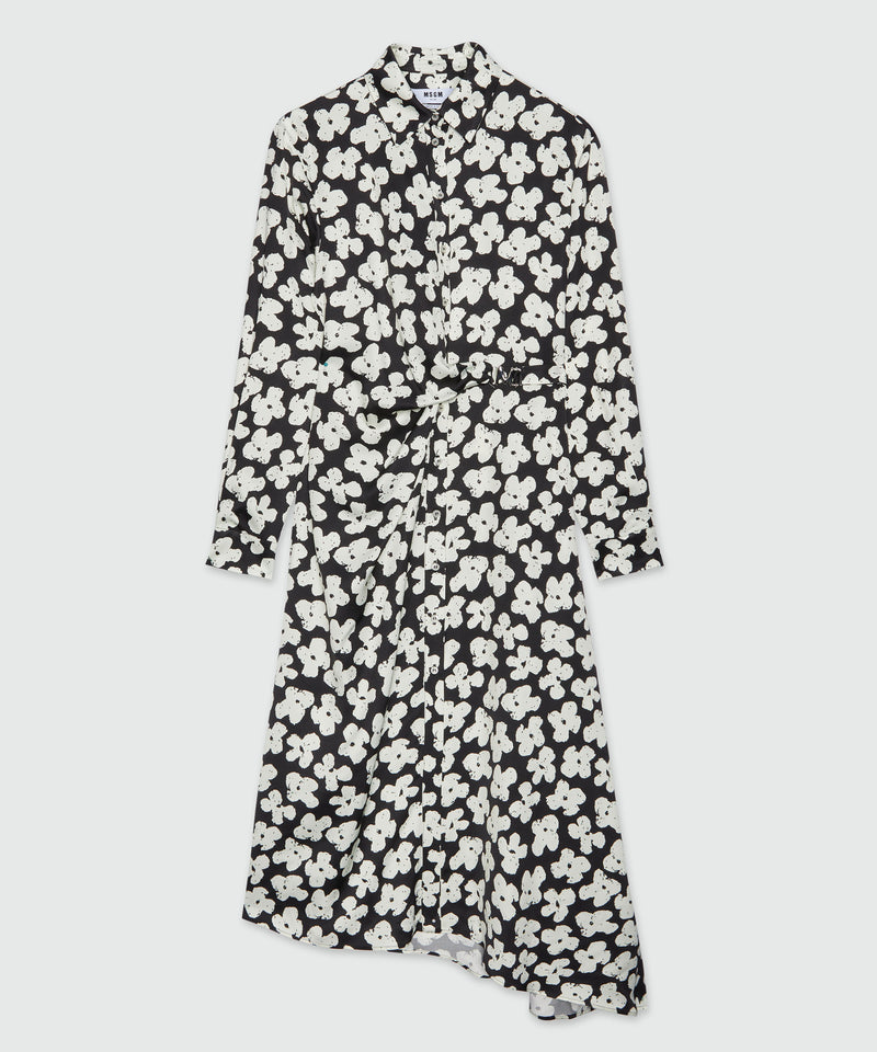 Shirt dress with flower motif Black Women 