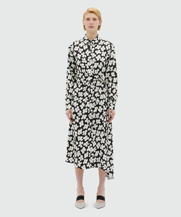 Shirt dress with flower motif