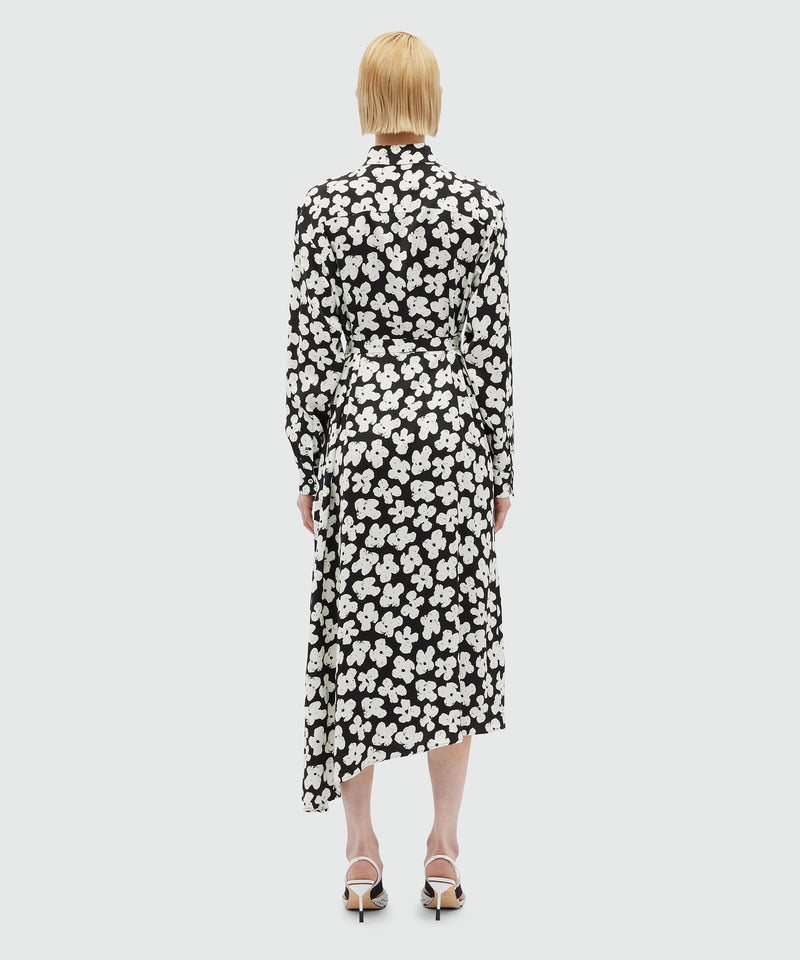 Shirt dress with flower motif Black Women 