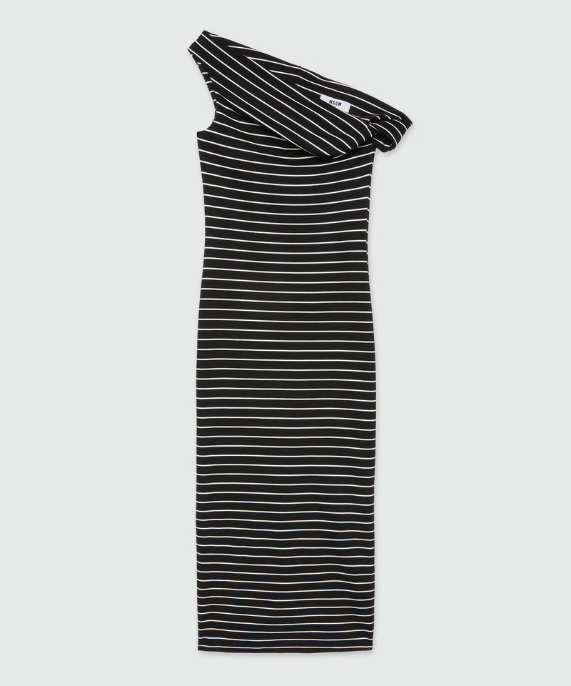 Midi dress in black jersey with white stripes Black Women 