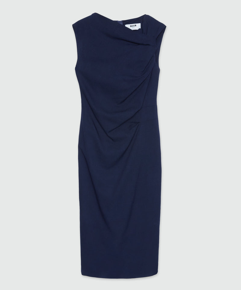 Draped midi dress in blue canvas 88 Women 