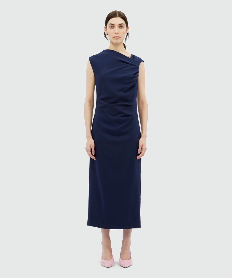 Draped midi dress in blue canvas 88 Women 