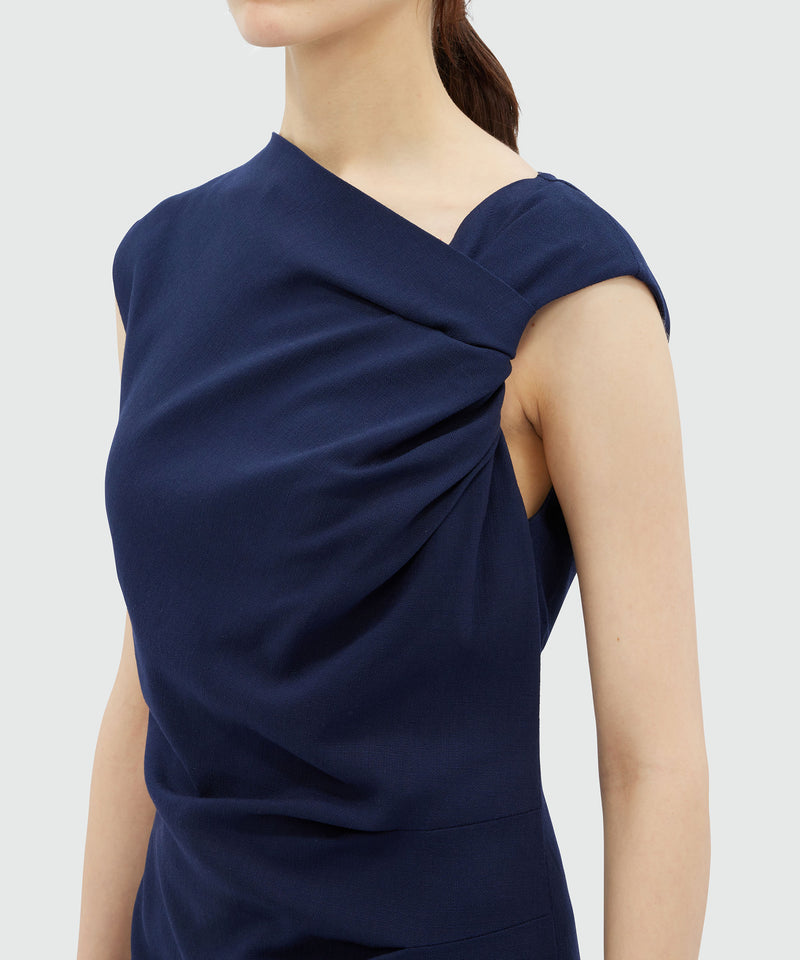 Draped midi dress in blue canvas 88 Women 