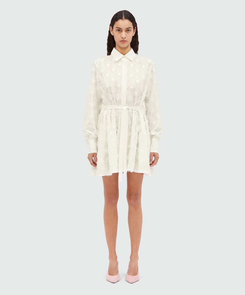 Short shirt dress in white poplin with embroidery WHITE Women 