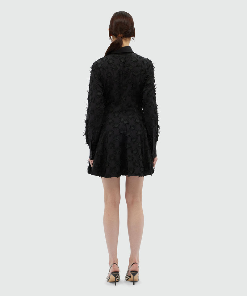 Short shirt dress in black poplin with embroidery Black Women 