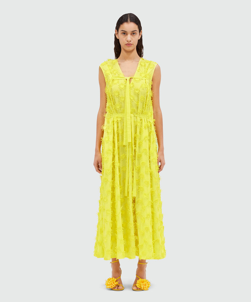 Midi dress in yellow poplin with embroidery BUTTER Women 