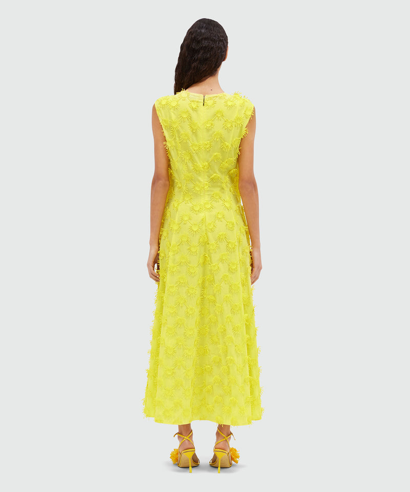 Midi dress in yellow poplin with embroidery BUTTER Women 