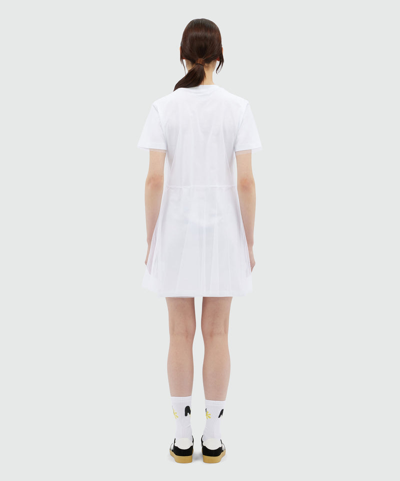 White jersey t-shirt dress with tulle layer WHITE Women 