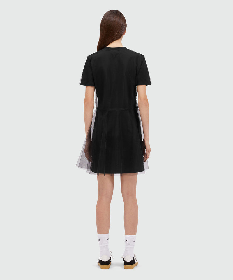 Black jersey t-shirt dress with tulle layer Black Women 