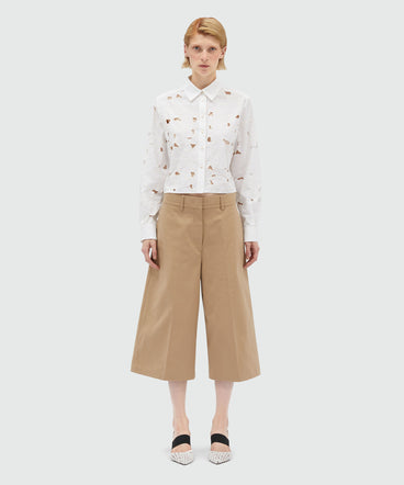 Bermuda shorts in camel faille cotton