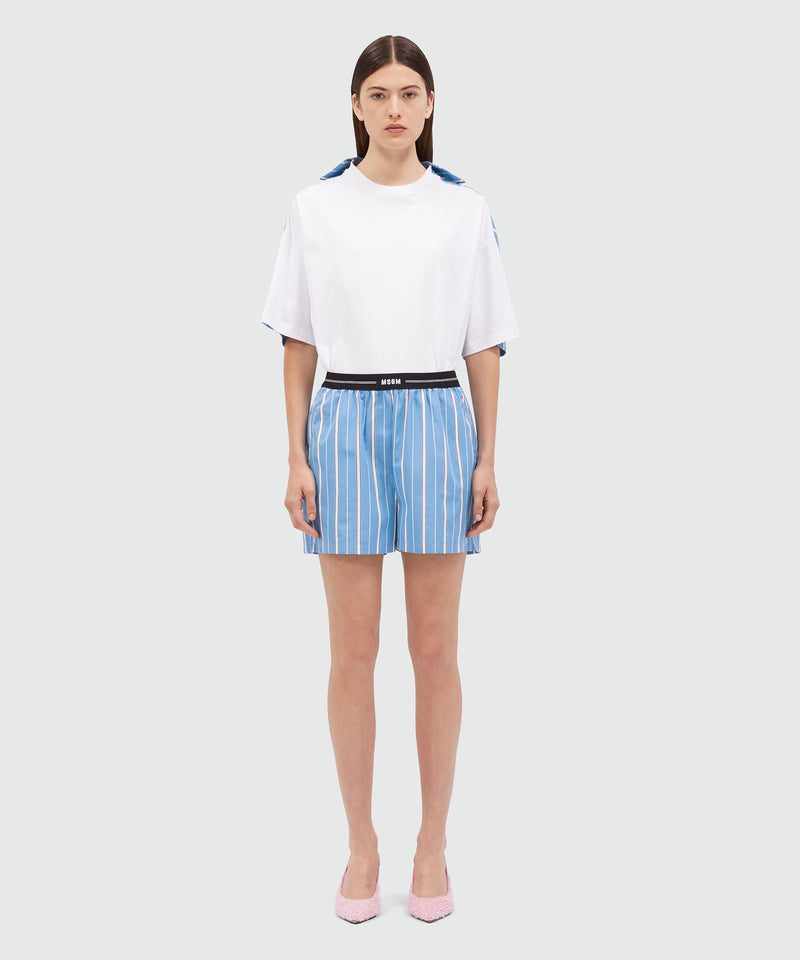 MSGM poplin shorts with elastic BLUE Women 