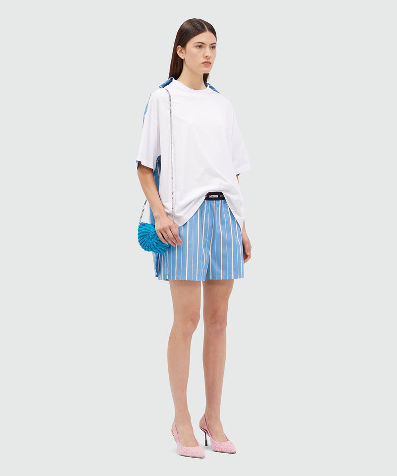 MSGM poplin shorts with elastic BLUE Women 