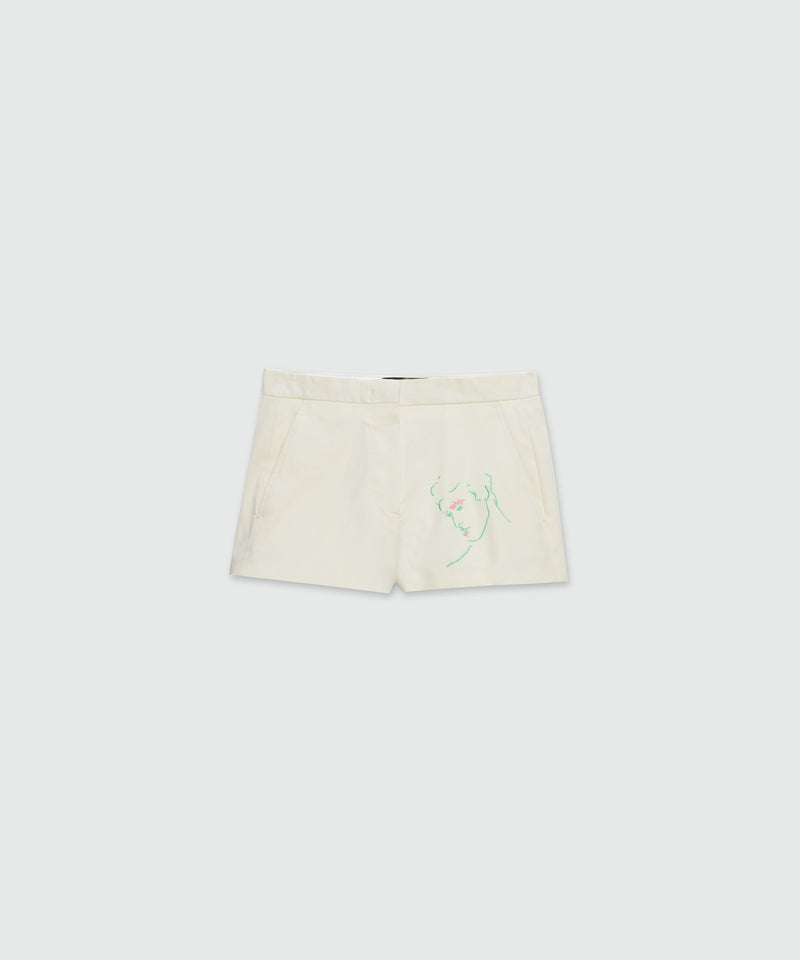 Cotton shorts with Luke Edward Hall x MSGM embroidery OFF WHITE Women 