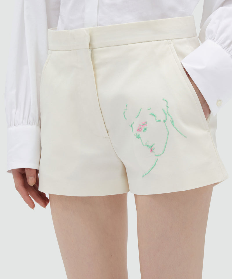 Cotton shorts with Luke Edward Hall x MSGM embroidery OFF WHITE Women 