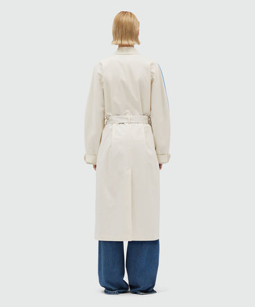 Gabardine trench coat with "Waves" motif