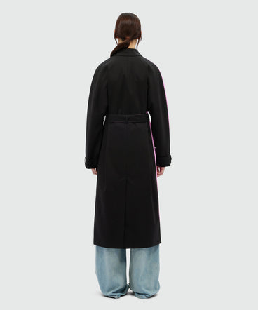 Gabardine trench coat with "Waves" motif