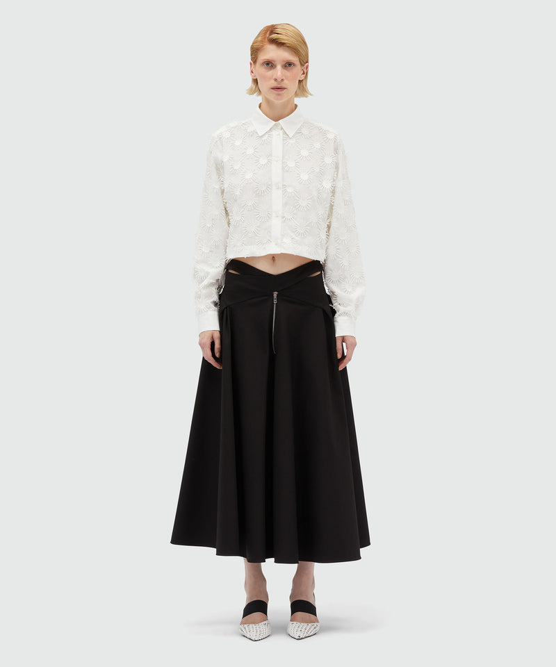 Wide gabardine skirt with crossover 99 Women 