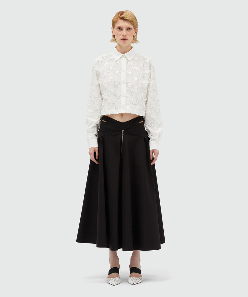 Wide gabardine skirt with crossover Black Women 