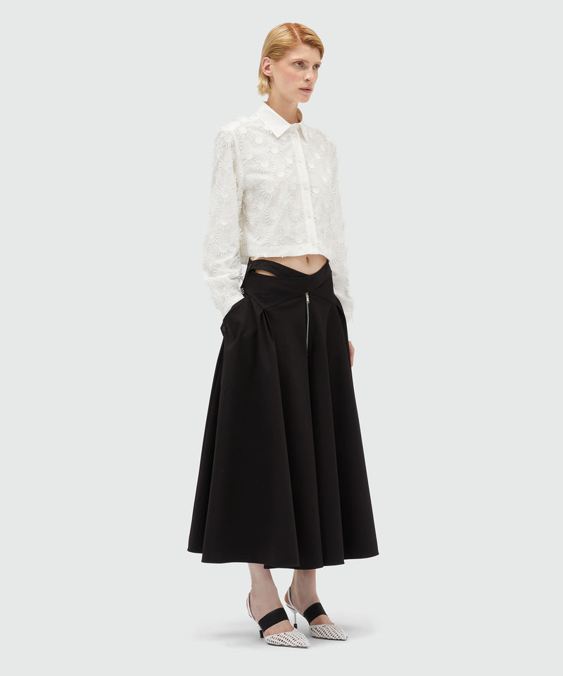 Wide gabardine skirt with crossover 99 Women 