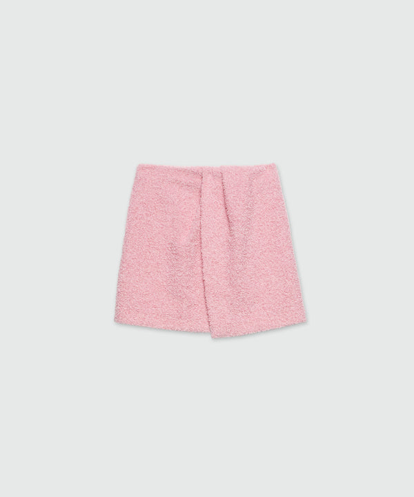 Short skirt in pink sponge-effect tweed