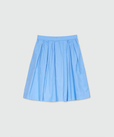 Wide skirt in light blue gabardine