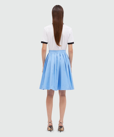 Wide skirt in light blue gabardine