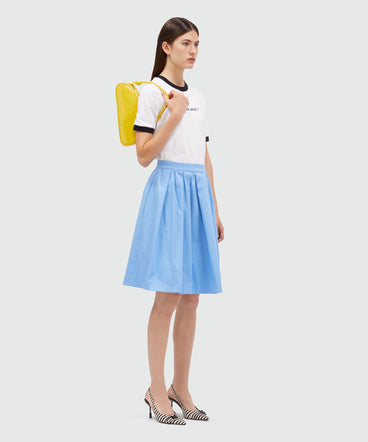 Wide skirt in light blue gabardine