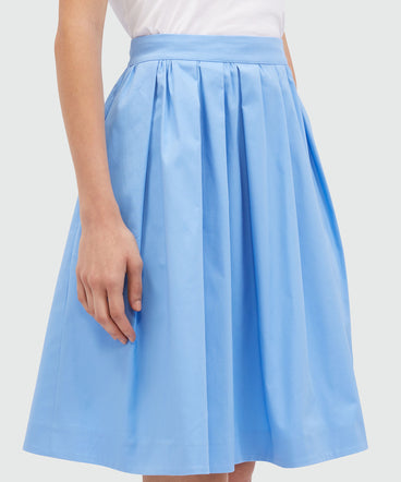 Wide skirt in light blue gabardine