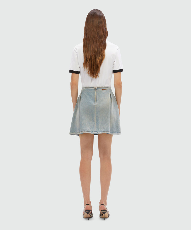 Short skirt in light blue washed denim BLUE Women 