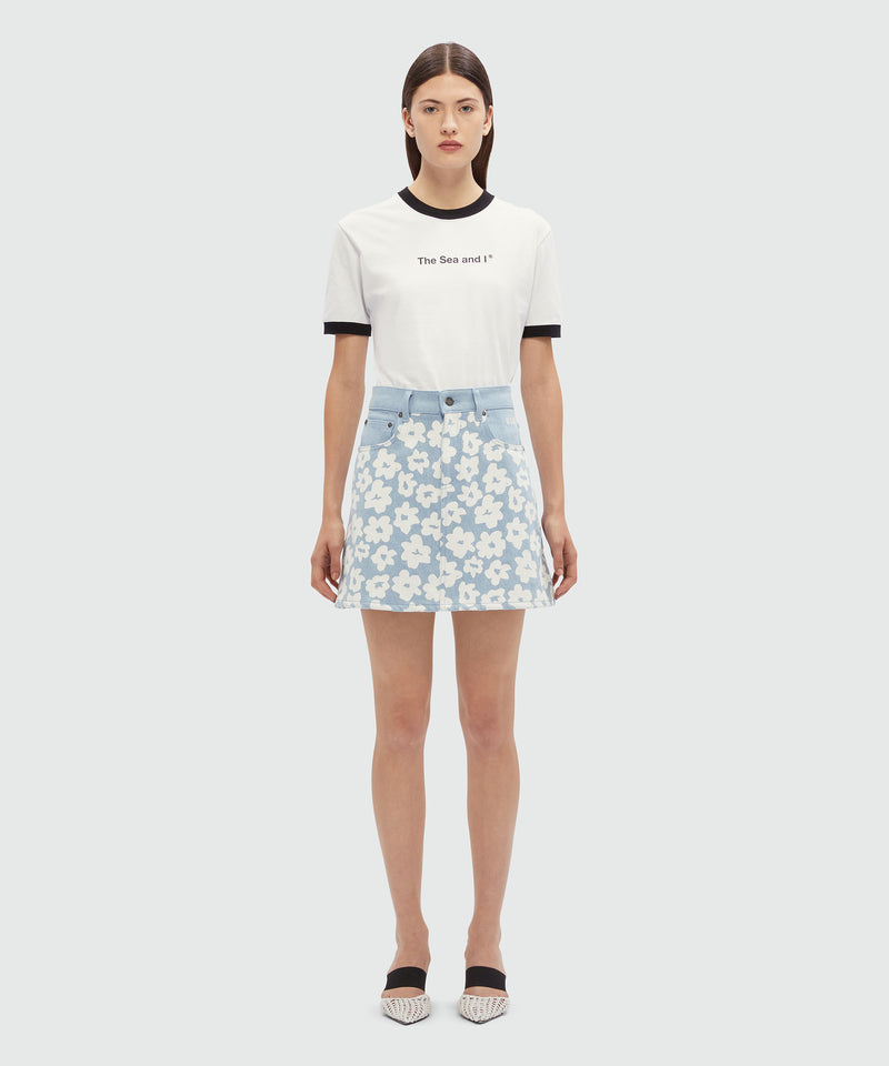 Short skirt in flower print denim BLUE Women 