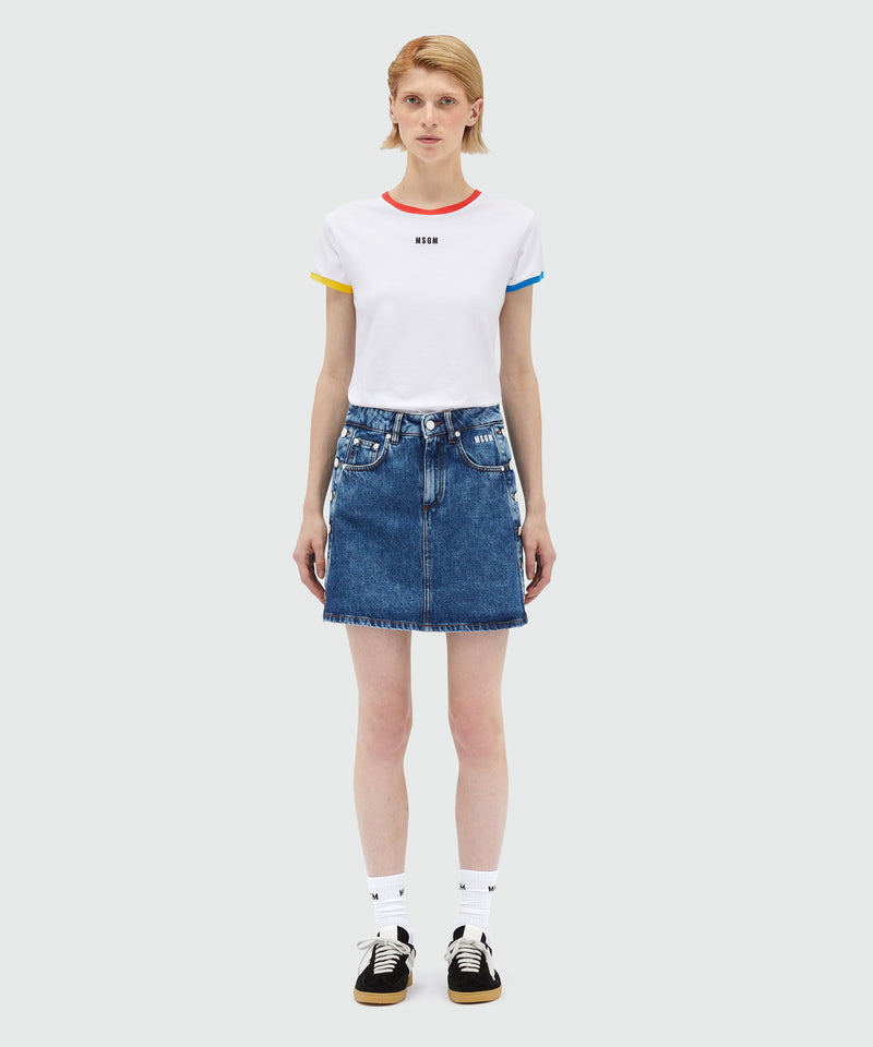 Short denim skirt with metal buttons 87 Women 