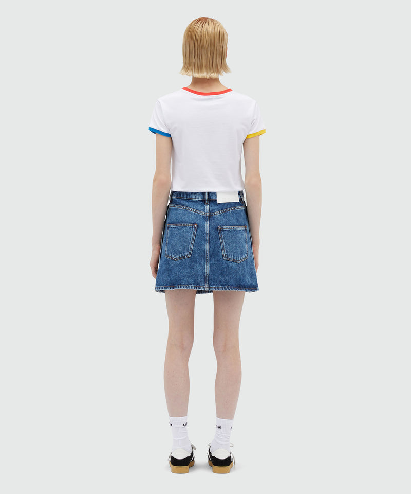 Short denim skirt with metal buttons 87 Women 