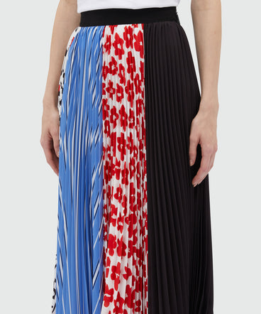 Patchwork patterned crepe de chine skirt