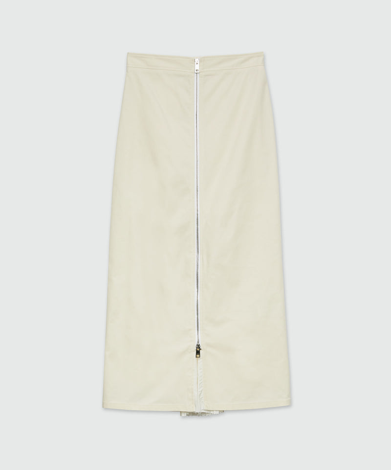 Cream gabardine midi skirt with zip OFF WHITE Women 