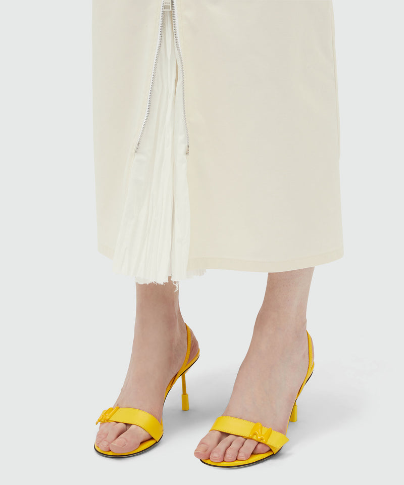 Cream gabardine midi skirt with zip OFF WHITE Women 