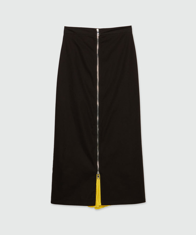 Black gabardine midi skirt with zip Black Women 