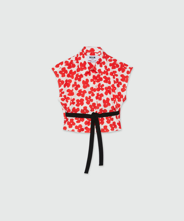 Cropped shirt with "Puffy flowers" print