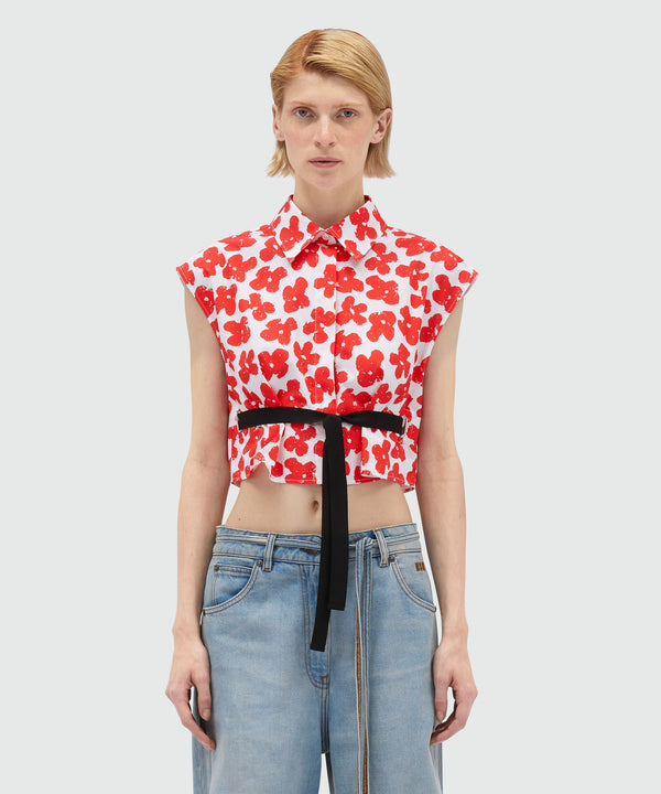 Cropped shirt with "Puffy flowers" print