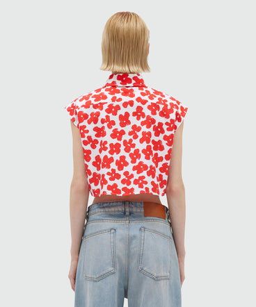 Cropped shirt with "Puffy flowers" print