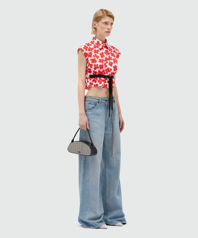 Cropped shirt with "Puffy flowers" print RED Women 