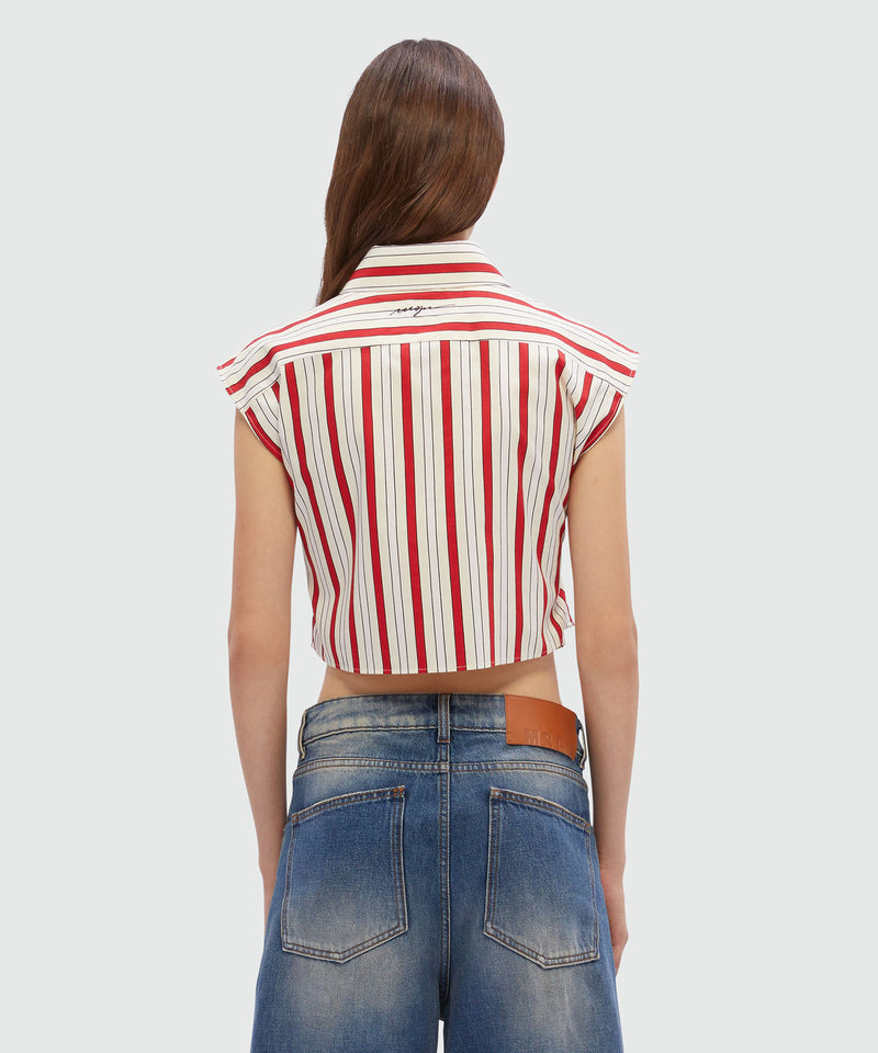 Cropped shirt with red striped print RED Women 