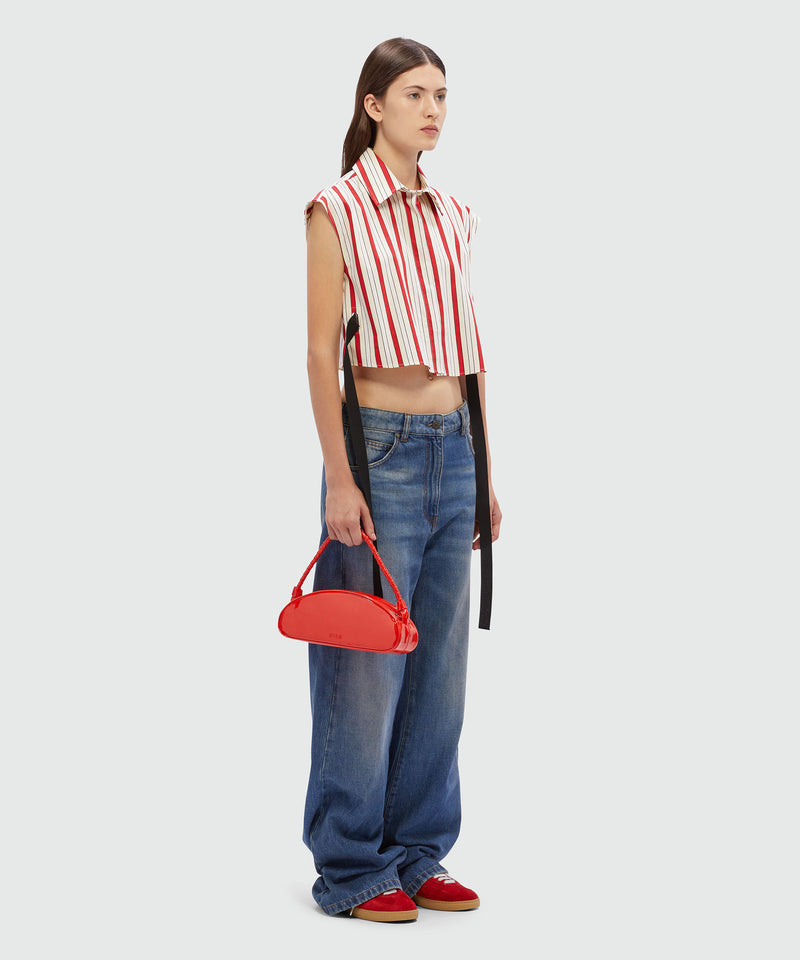 Cropped shirt with red striped print RED Women 