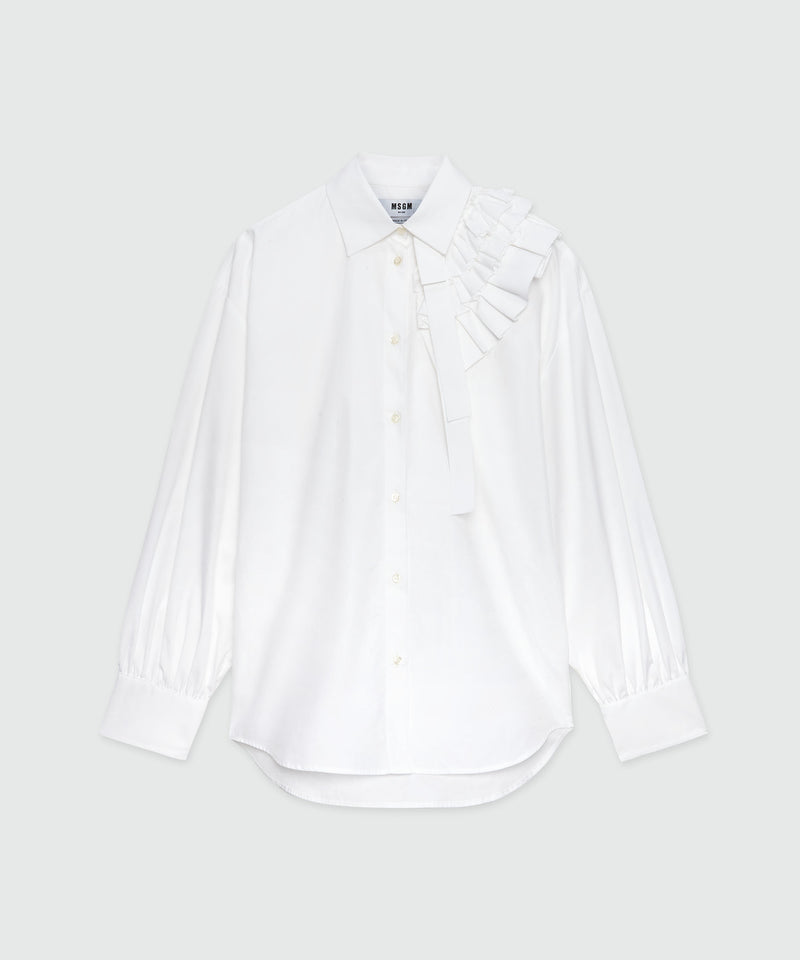 White poplin shirt with ruffle detail WHITE Women 