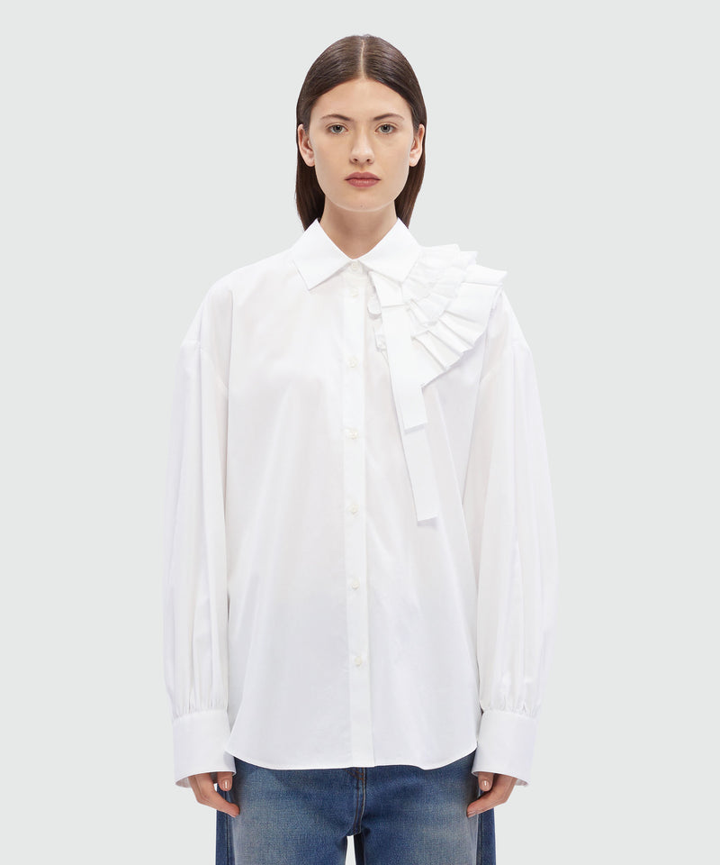 White poplin shirt with ruffle detail WHITE Women 