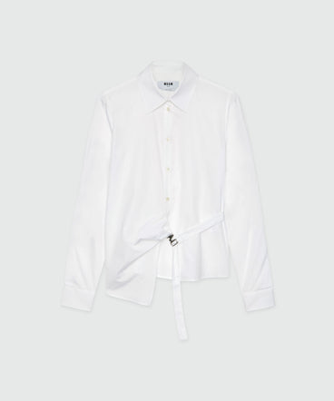 White poplin shirt with Mwave detail